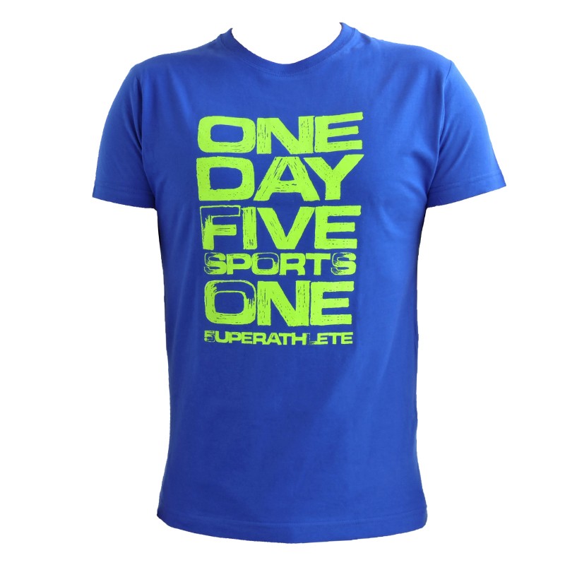 Men T-Shirt - Royal Blue "One Day Five Sports"