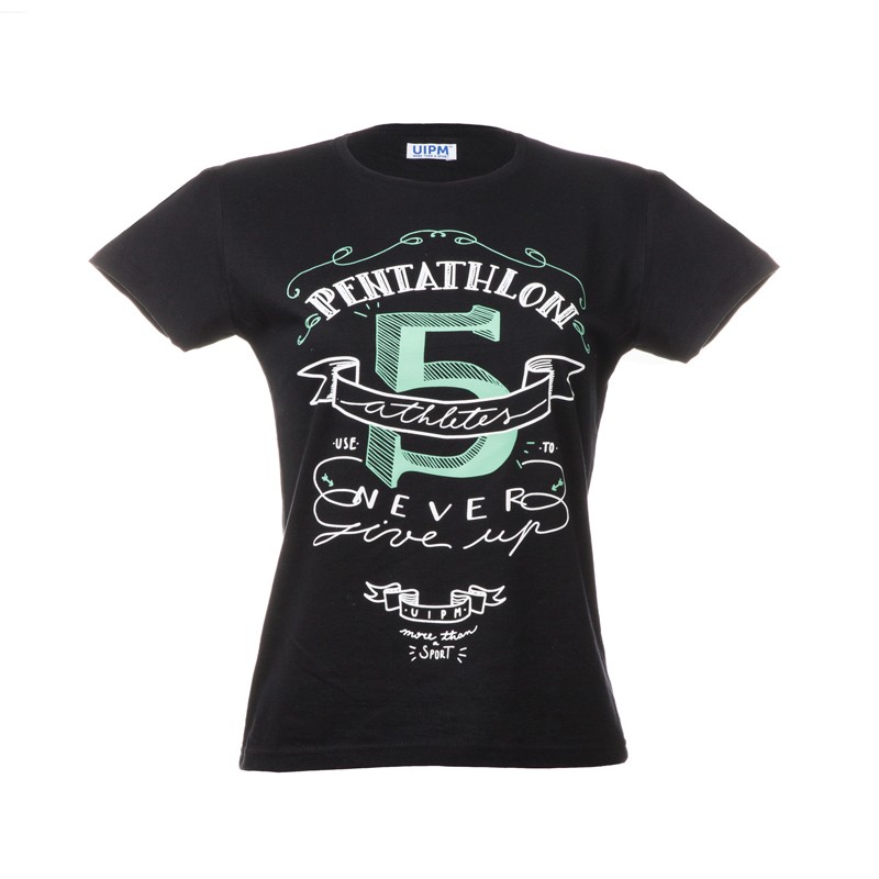 黑色女士T恤-"Pentathlon 5"